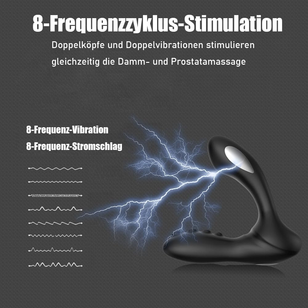 2 in 1 E-stim Anal Vibrator Prostate Stimulator with 8 Vibration & 8 Electroshock Modes