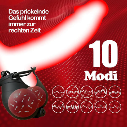Adjustable Penis Ring Scrotum Pouch Glans Vibrator with 10 Vibration Modes