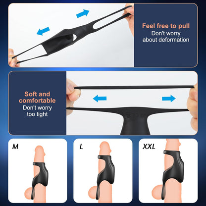 Penis Vibrator Enlarger Cock Ring Sleeve Clitoral Stimulator with 10 Vibration Modes