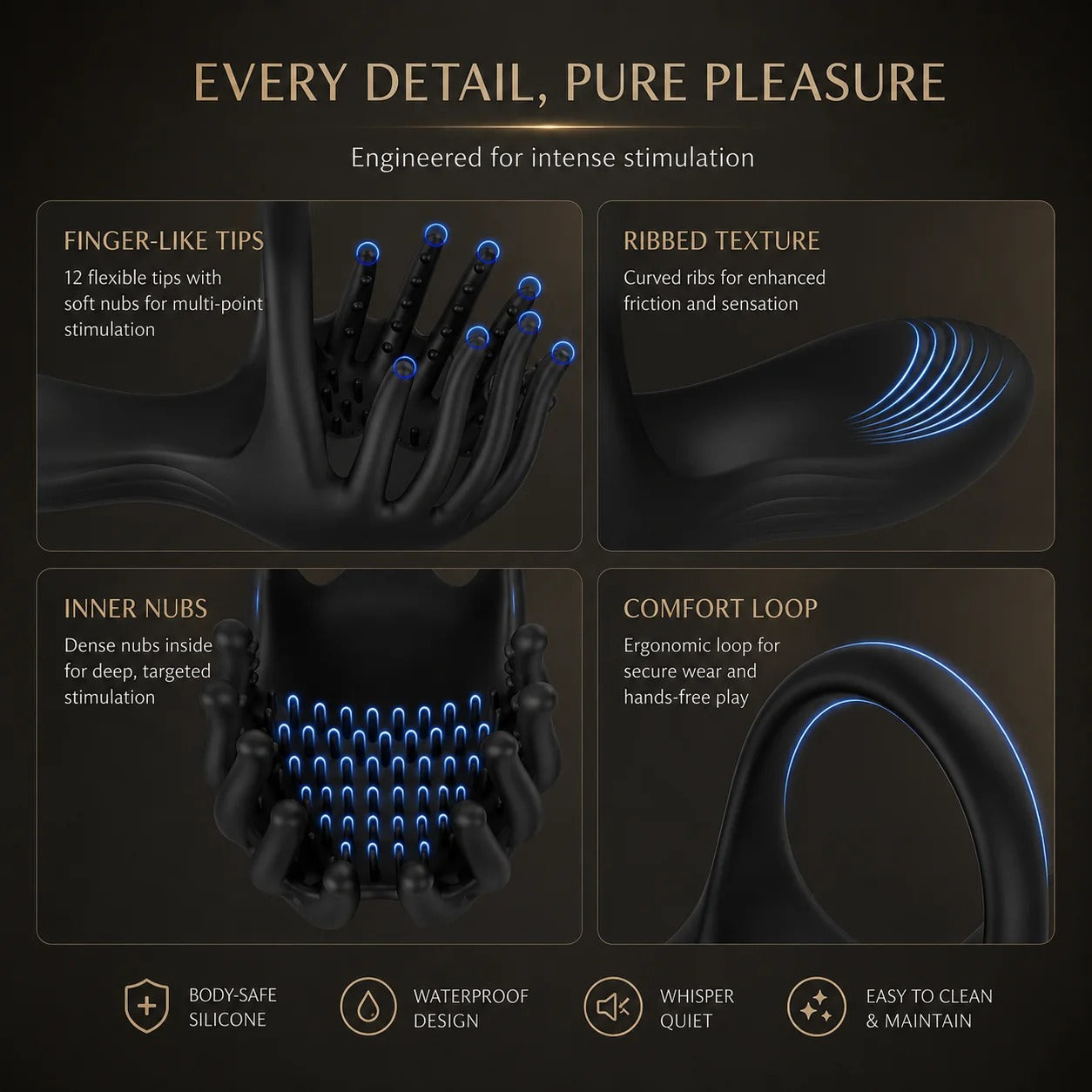 Wearable Testicle Massager Penis Trainer Vibrator Cock Ring mit 10 Vibration Modes