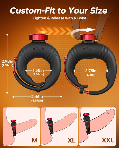 Adjustable Open-Ended Penis Ring Vibrator with 10 Vibration Modes