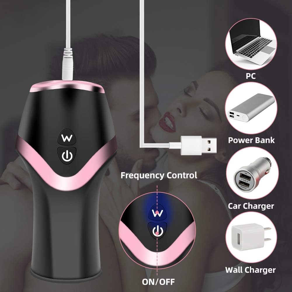 Glans Stimulator Penis Trainer Vibrator with 12 Vibration & 6 Suction & Rotation Modes