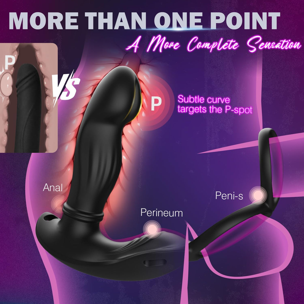 Wearable Prostate Massager Cock Ring Anal Vibrator with 9 Vibration & 9 Thrusting Modes
