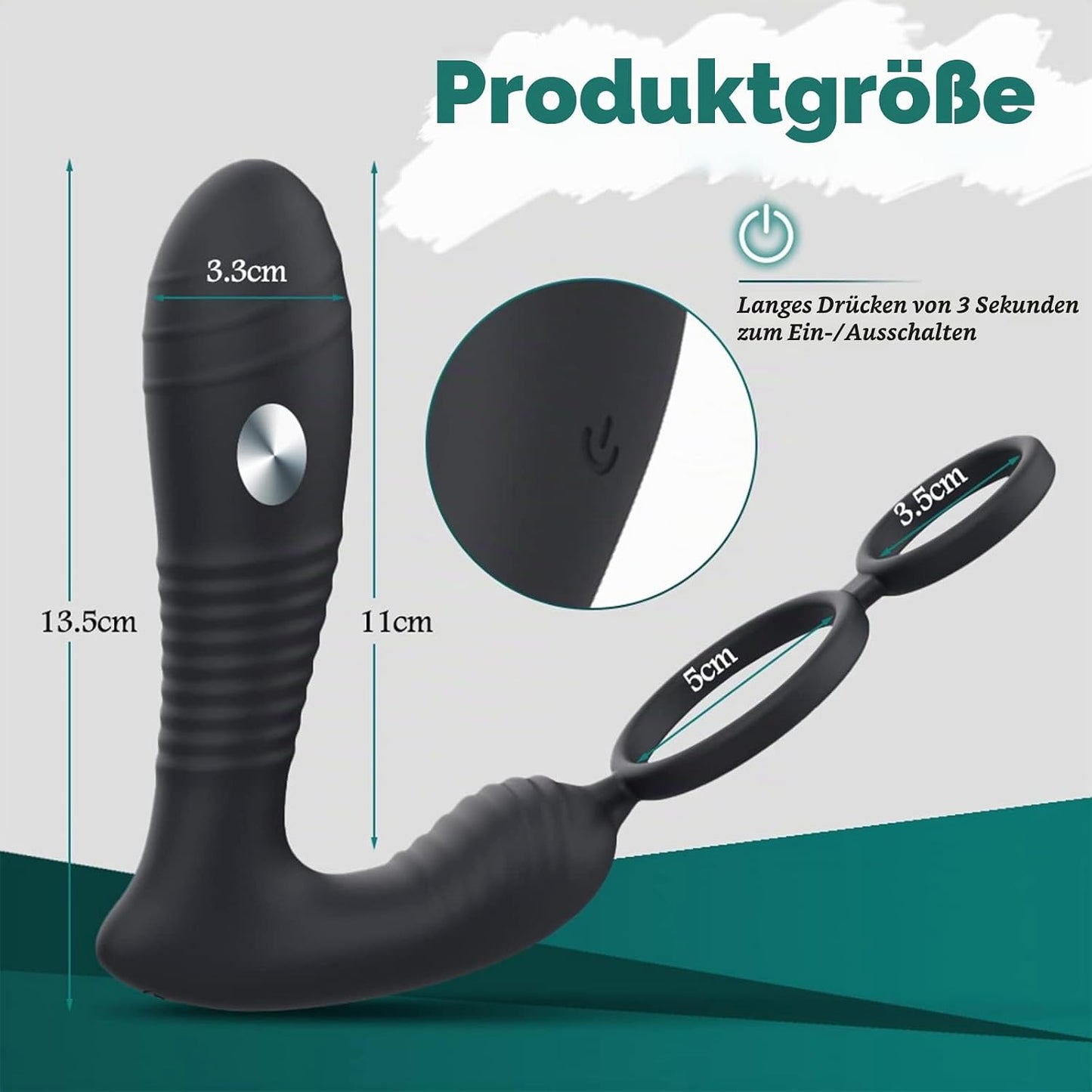 Electric Shock Prostate Vibrator Penis Ring with 8 Electric Shock & 8 Vibration Modes