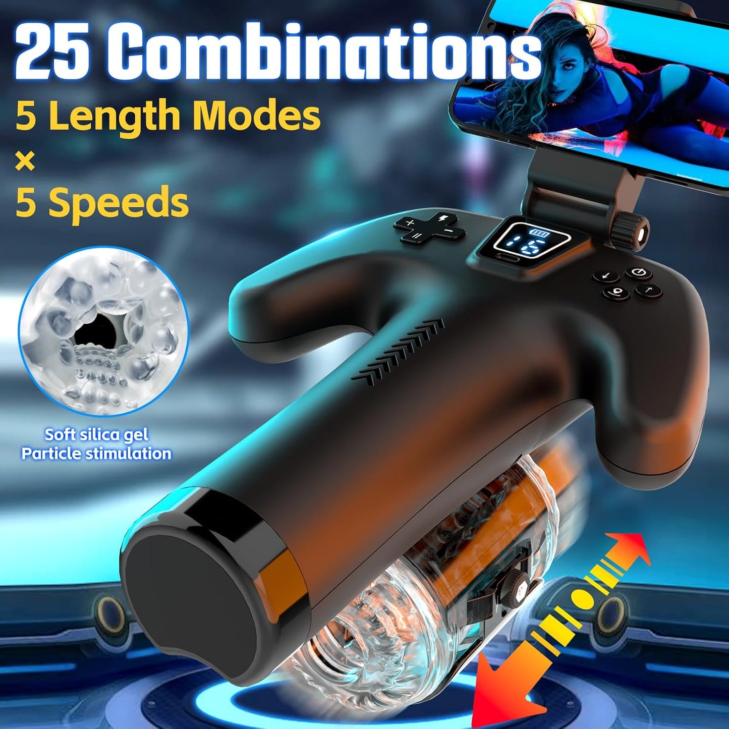 Automatic Masturbator Stroker Blowjob Sex Machine  with 5 Speed & 10cm Thrusting Modes