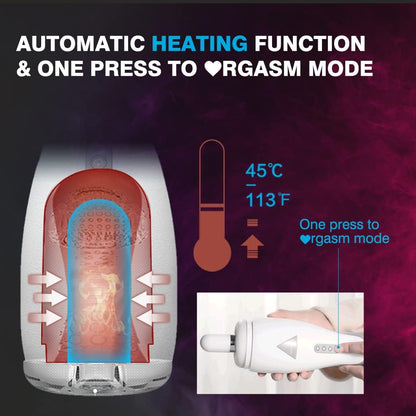 Automatic Blowjob Sex Machine Masturbator with 3 Sucting & 4 Vibrating & Heating