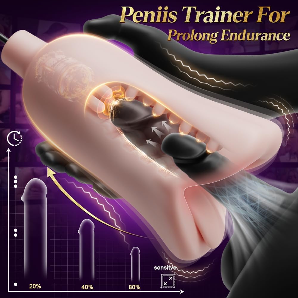 Penis Trainer Vibrator Glans Massager Oral Blowjob Masturbator with 10 Vibrations