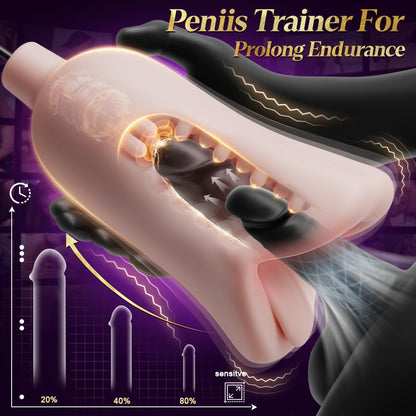 Penis Trainer Vibrator Glans Massager Oral Blowjob Masturbator with 10 Vibrations