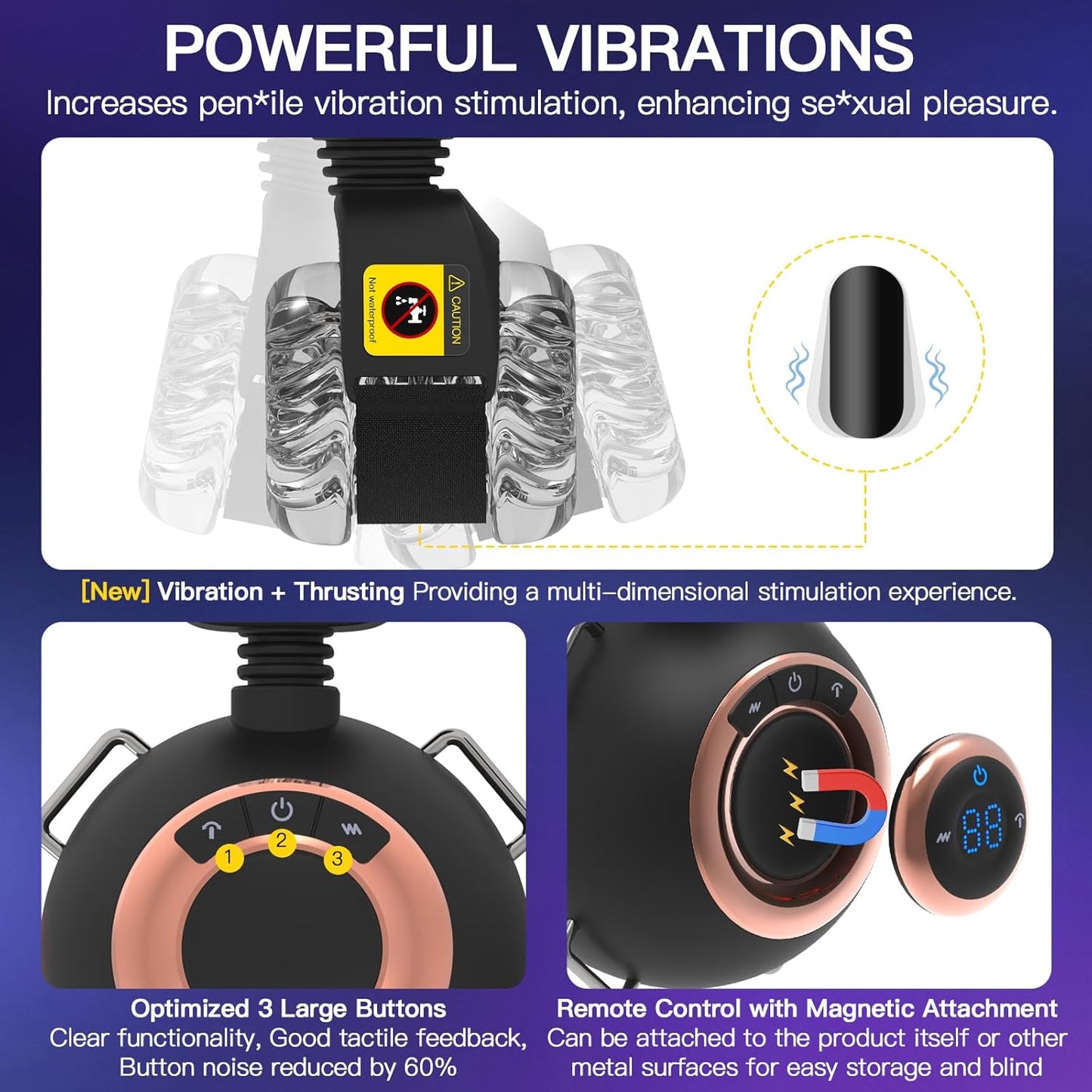 Strap-On Masturbator Sex Machine Stroker with 9 Vibrating & Swinging & Thrusting Modes