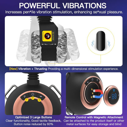 Strap-On Masturbator Sex Machine Stroker with 9 Vibrating & Swinging & Thrusting Modes