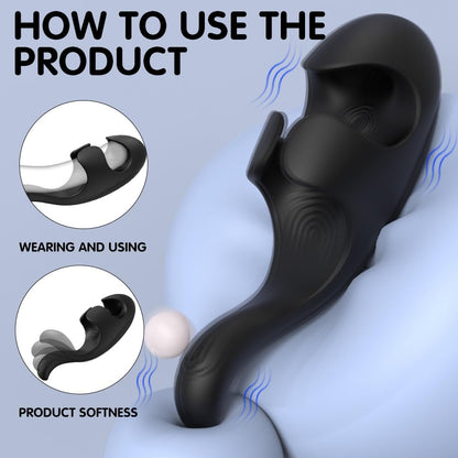 Squeezable Penis Trainer Vibrator Stroker Masturbator with 9 Flapping & Vibrating Modes