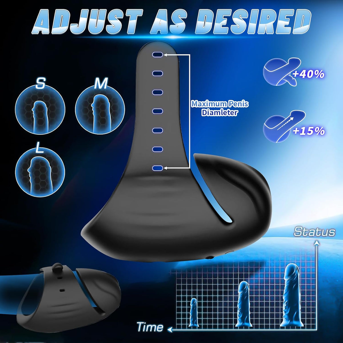 Electric Glans Trainer Penis Vibrator Stimulator with 9 Powerful Vibration Modes