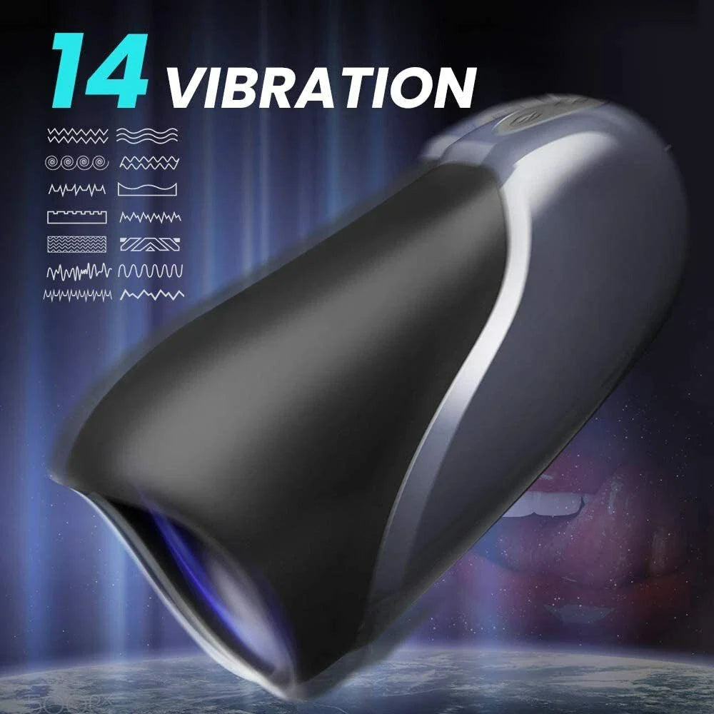 Automatic Penis Trainer Stroker Masturbator with 14 Vibration Modes & 2 Motors