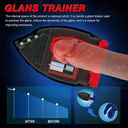Automatic Masturbator Penis Vibrator Glans Trainer with 7 Vibrating Modes & 3 Speeds