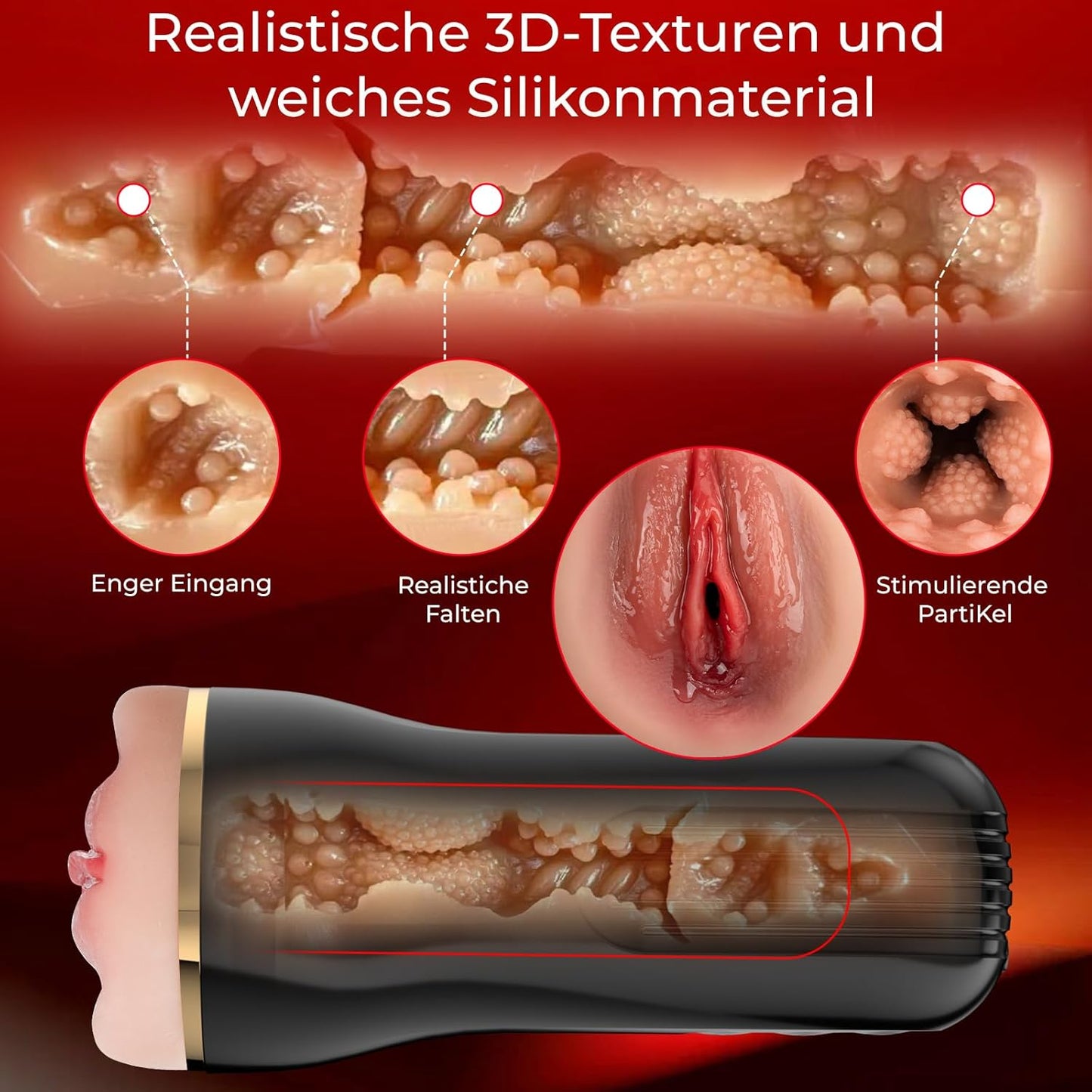 Realistic Masturbator Stroker Blowjob with 10 Vibration & 5 Telescopic Modes