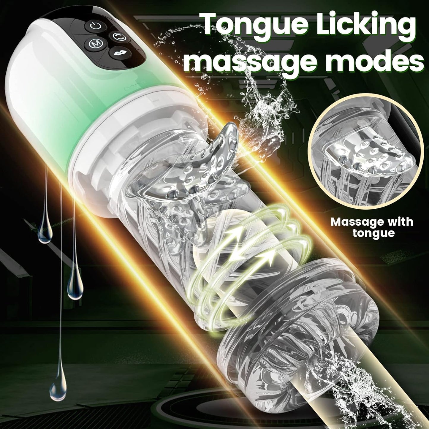 2 in 1 Automatic Male Masturbator Penis Pump with 7 Sucking & Rotating & Licking