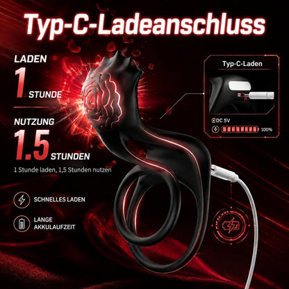 Dual Penis Trainer Vibrator Cock Ring Clitoral Stimulator with App & 9 Vibration Modes