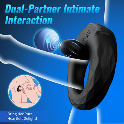 APP Pleasure Cock Ring Penis Vibrator Testicle Stimulator with 9 Vibration Modes