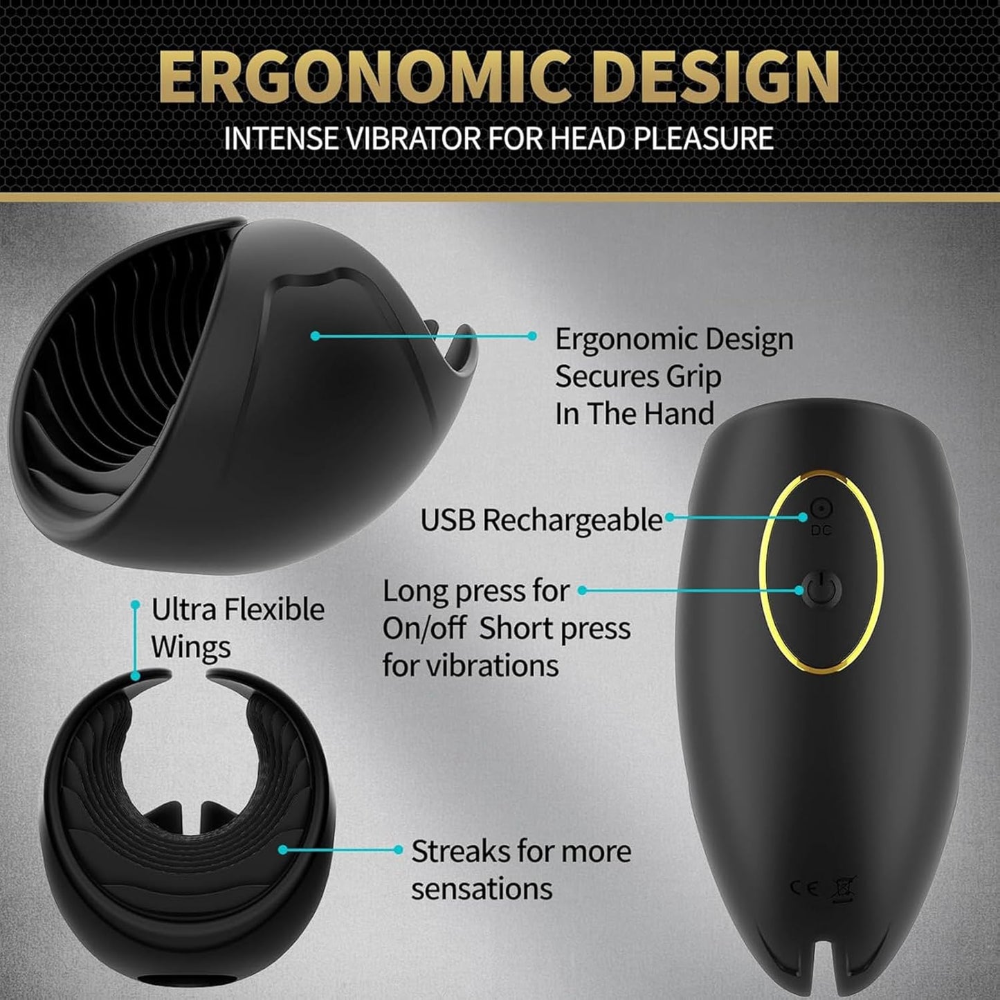 2 IN 1 Rib Tunnel Penis Trainer Vibrator Masturbator with 10 Vibration Levels