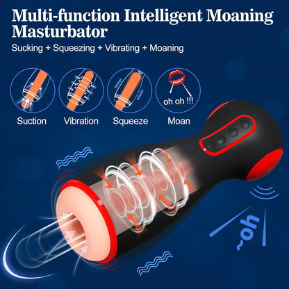 Automatic Blowjob Machine Masturbator with 10 Vibrating & 7 Sucking & 7 Squeezing