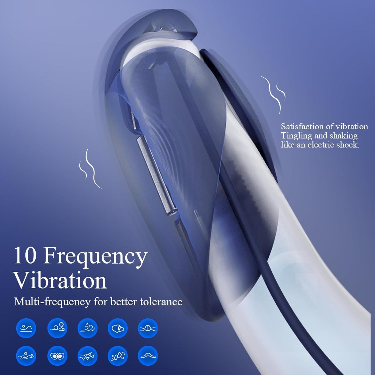 Electric Urethral Dilator Vibrator Glans Stimulator with 10 Vibration Modes