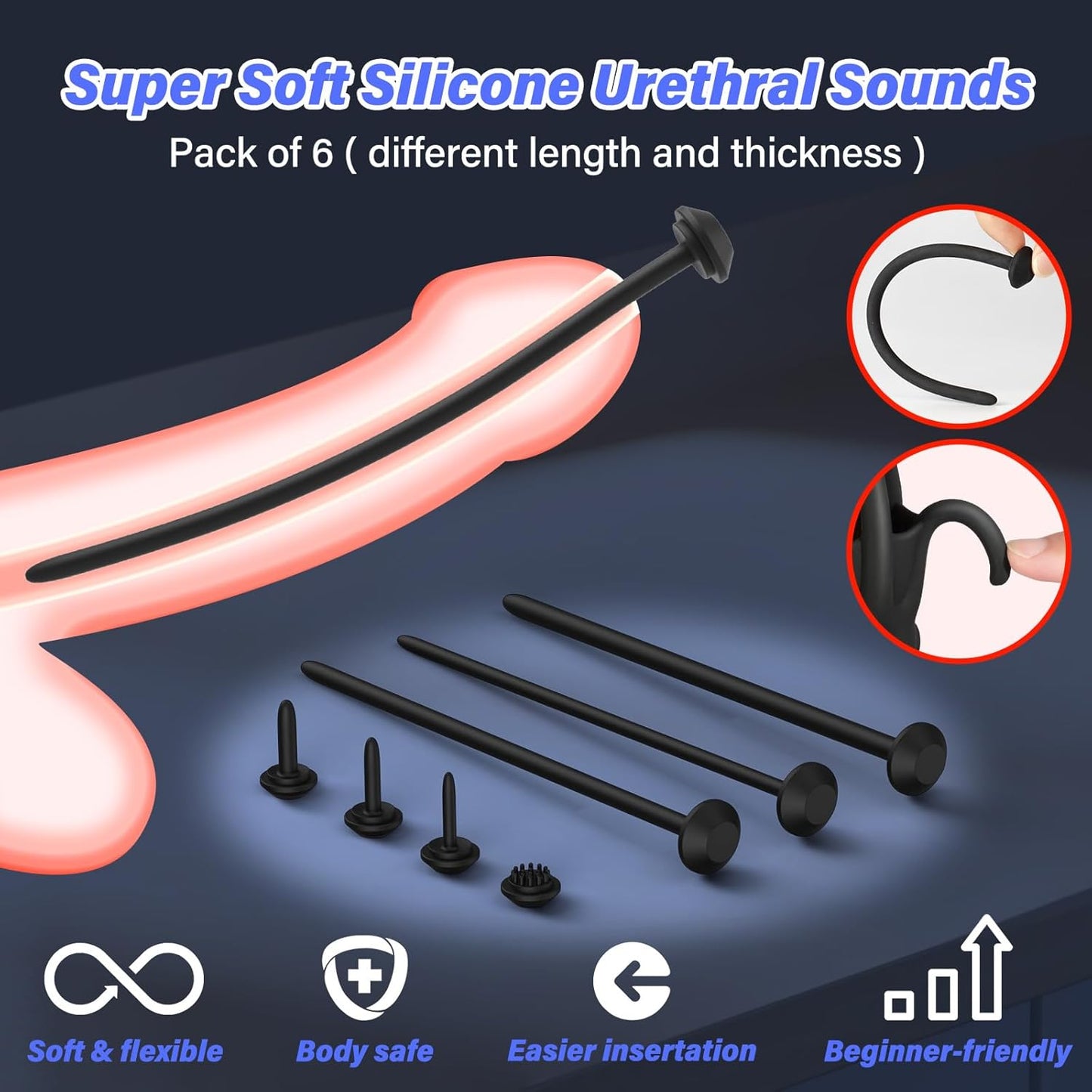 Penis Vibrator Stimulator Urethral Sounds  Set Msturbator with 10 Vibrations