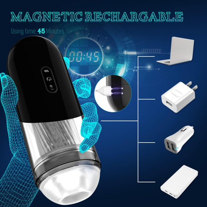 3 IN 1 Automatic Male Masturbator Stroker with 10 Vibrating & 5 Sucking Modes