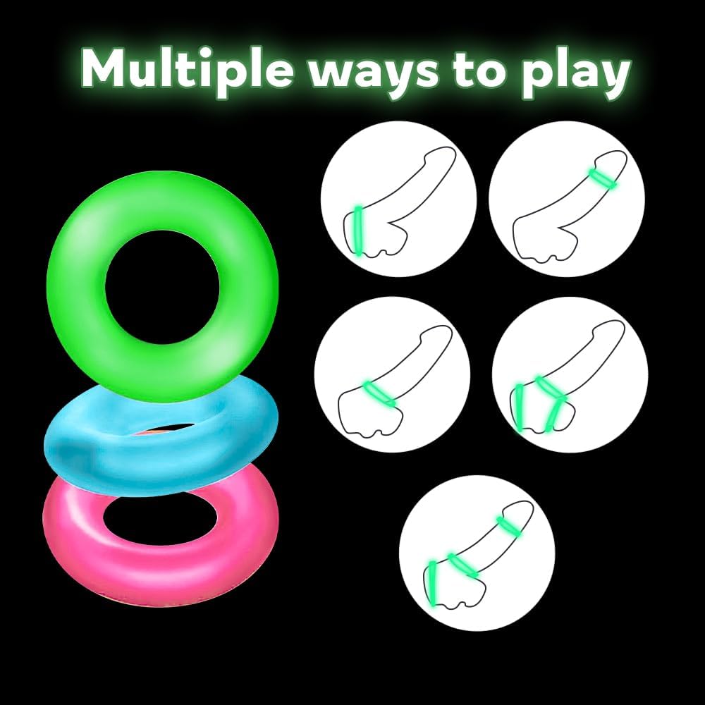 3 Pcs Silicone Penis Ring Glow in The Dark Ring