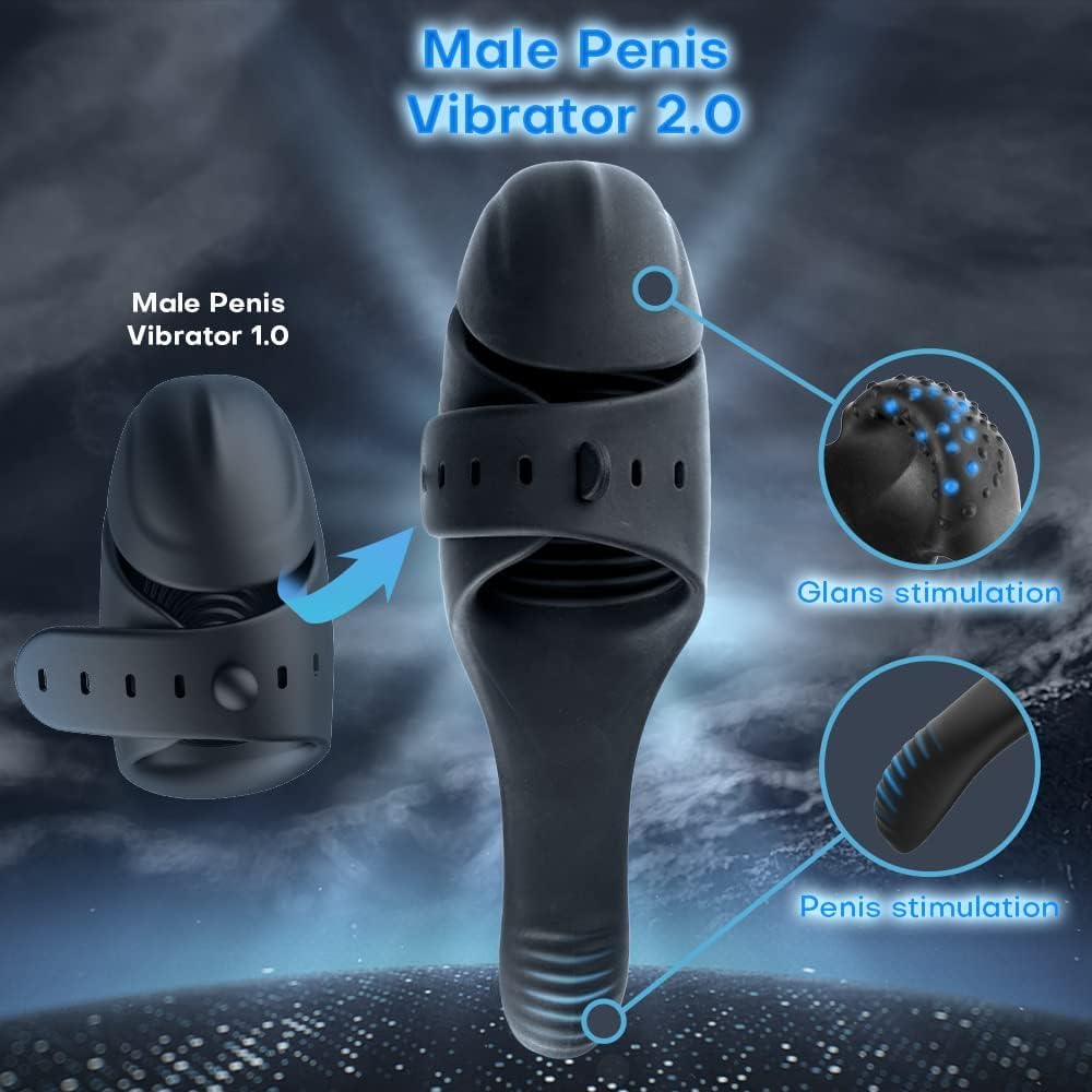 Hands-Free Penis Vibrator Glans Trainer Stimulator Masturbator with 10 Vibration Modes