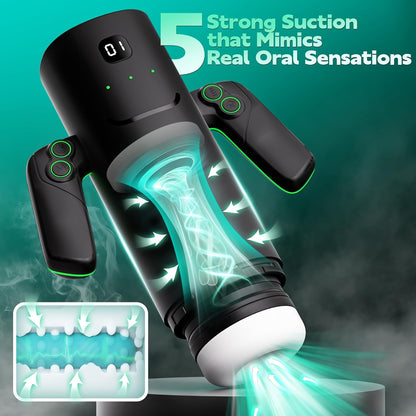 Handle Masturbator Blowjob Sex Machine with 5 Thruting & Sucking & 10 Vibrating Modes