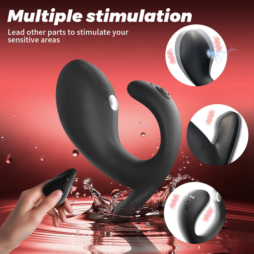 Portable Anal Butt Plug Vibrator with 12 Vibration & 7 Electric Shock Modes