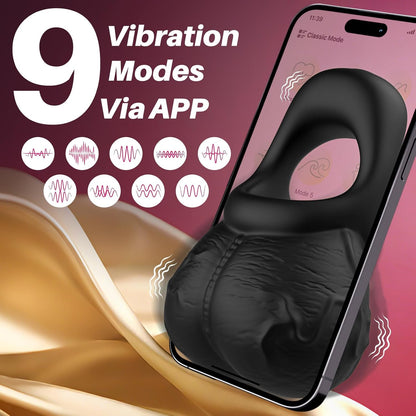 2 IN 1 Cock Ring & Balls Pouch Multifunctional Penis Trainer with 9 Vibration Modes