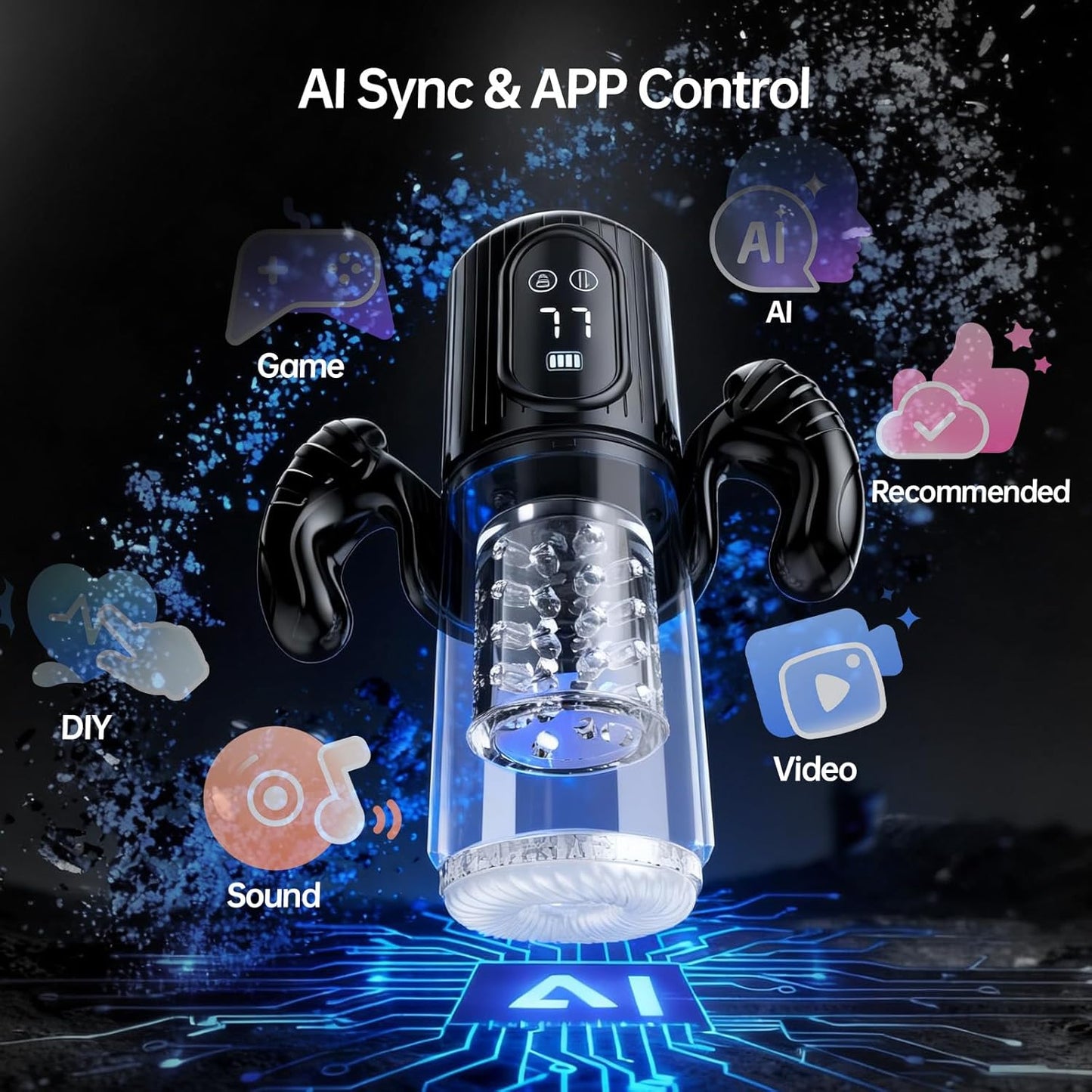 AI Sync Auto Masturbator Penis Pump Enlargers with 7 Thrusting & 7 Rotating & 5 Sucking Modes