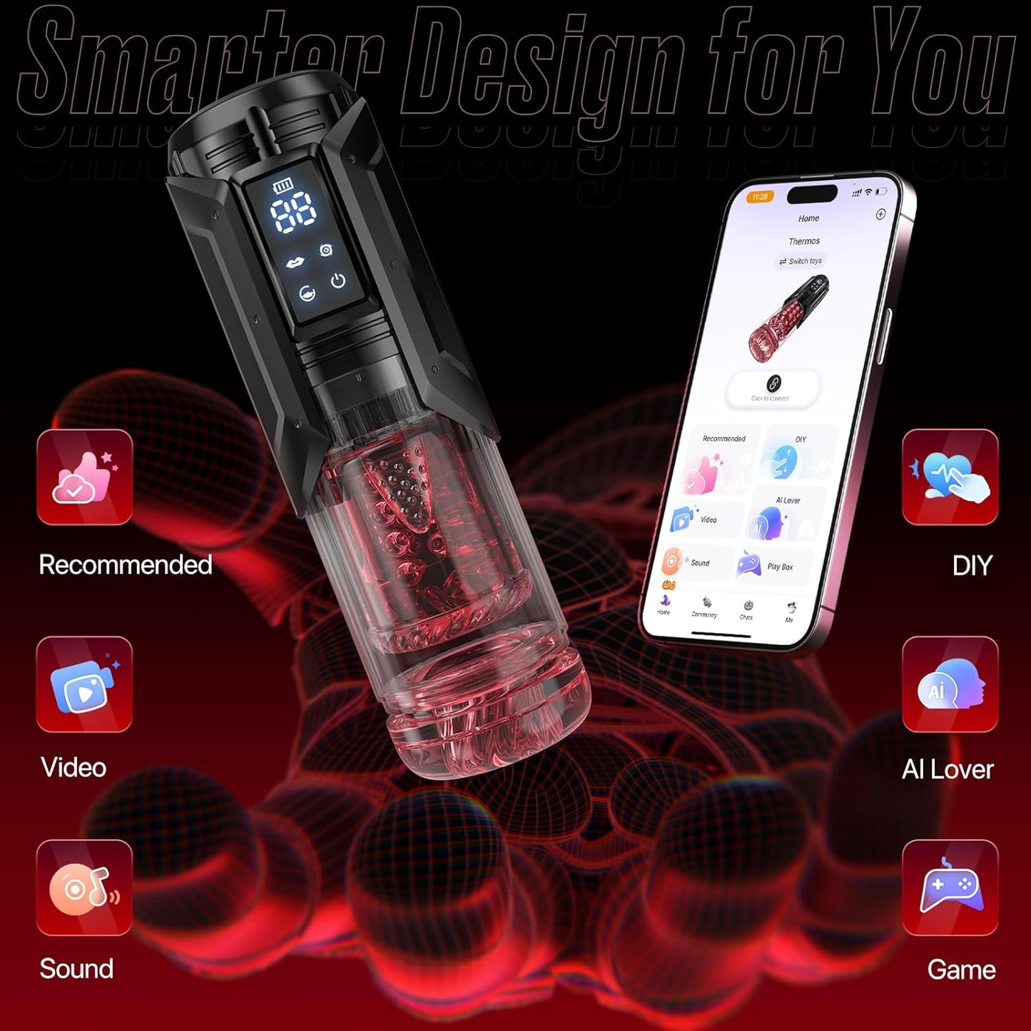 AI Sync Automatic Masturbator Blowjob Stroker with 7 Sucking & Thrusting & Rotating & Licking