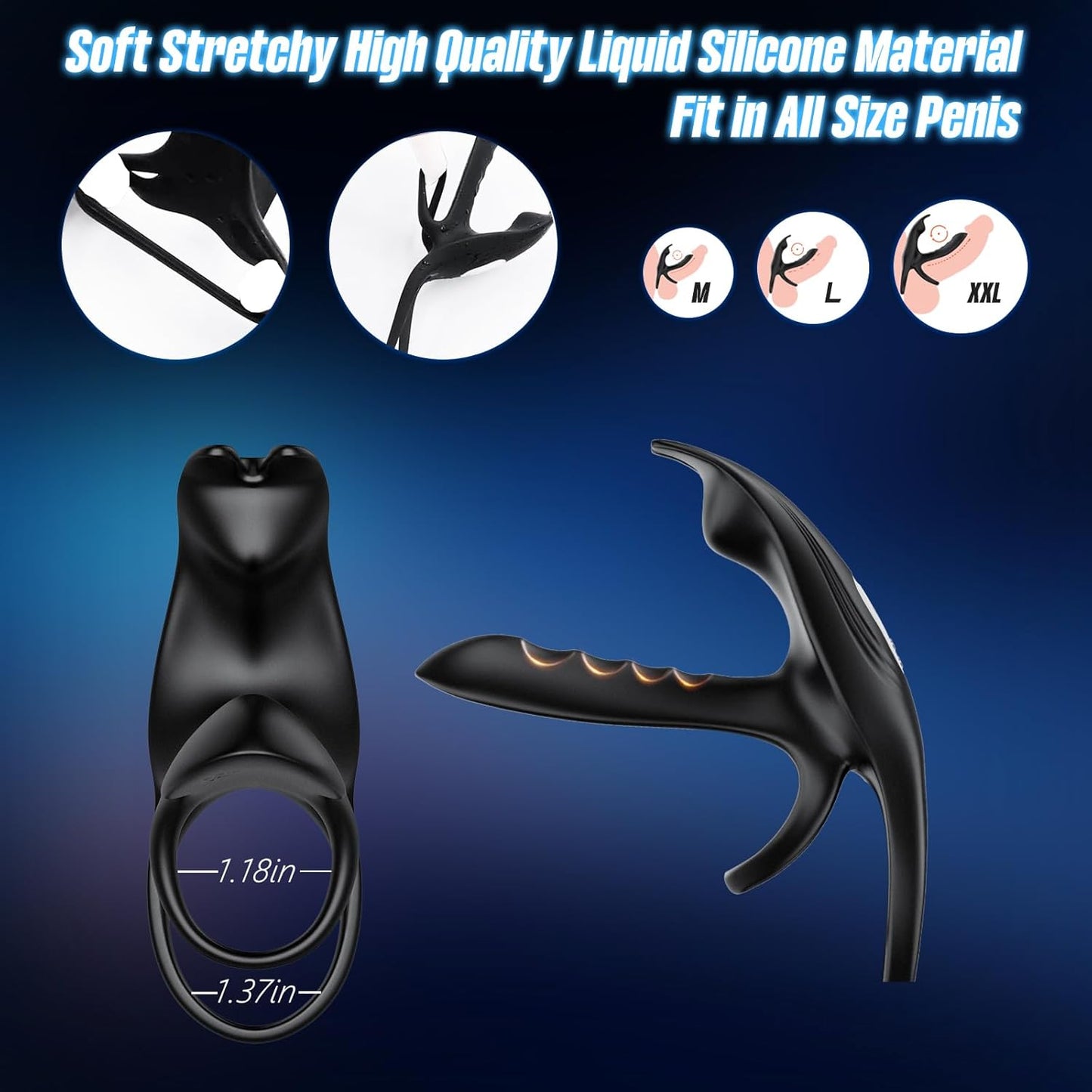 3 IN 1 Vibrating Cock Ring Penis Trainer Clitoral Stimulator with 10 Modes
