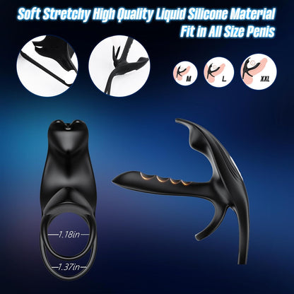 3 IN 1 Vibrating Cock Ring Penis Trainer Clitoral Stimulator with 10 Modes