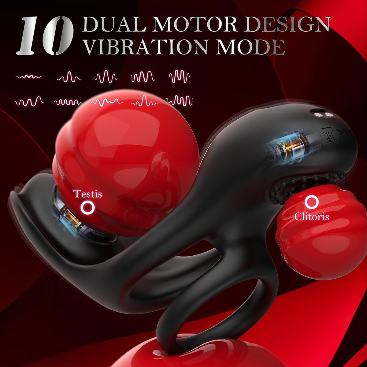 3 IN 1 Penis Trainer Vibrator Cockring Testicles Stimulator with 10 Vibration Modes