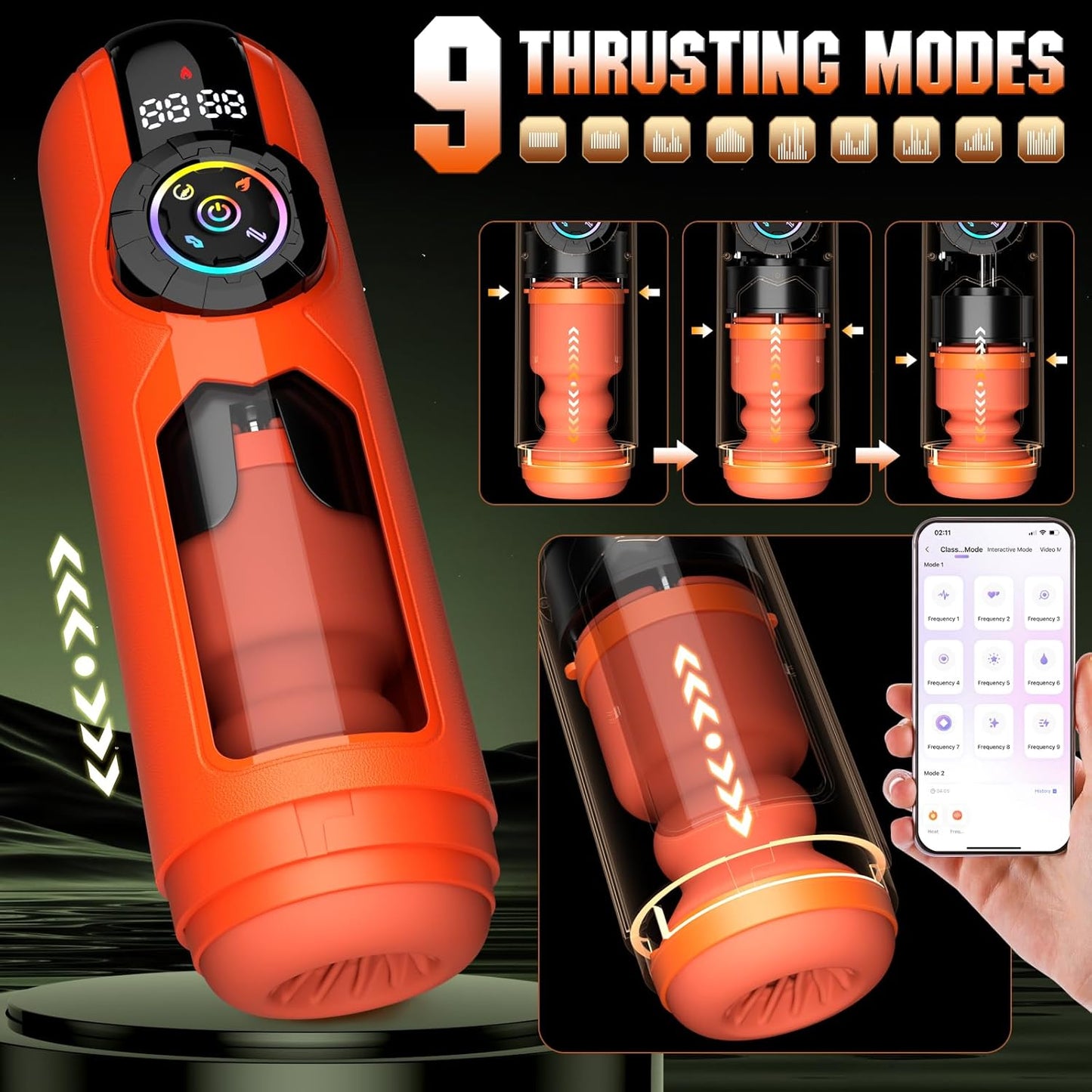 AI Interaction APP Control Masturbator Sex Machines Devices with 9 Vibrating & Licking & Thrusting & Suck Modes