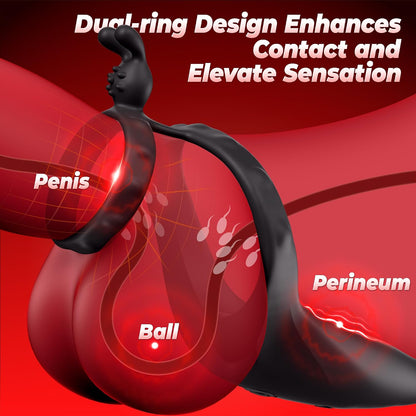 4 IN 1 Prostate Massager Anal Vibrator Penis Ring Taint Stimulator with 9 Vibration Modes