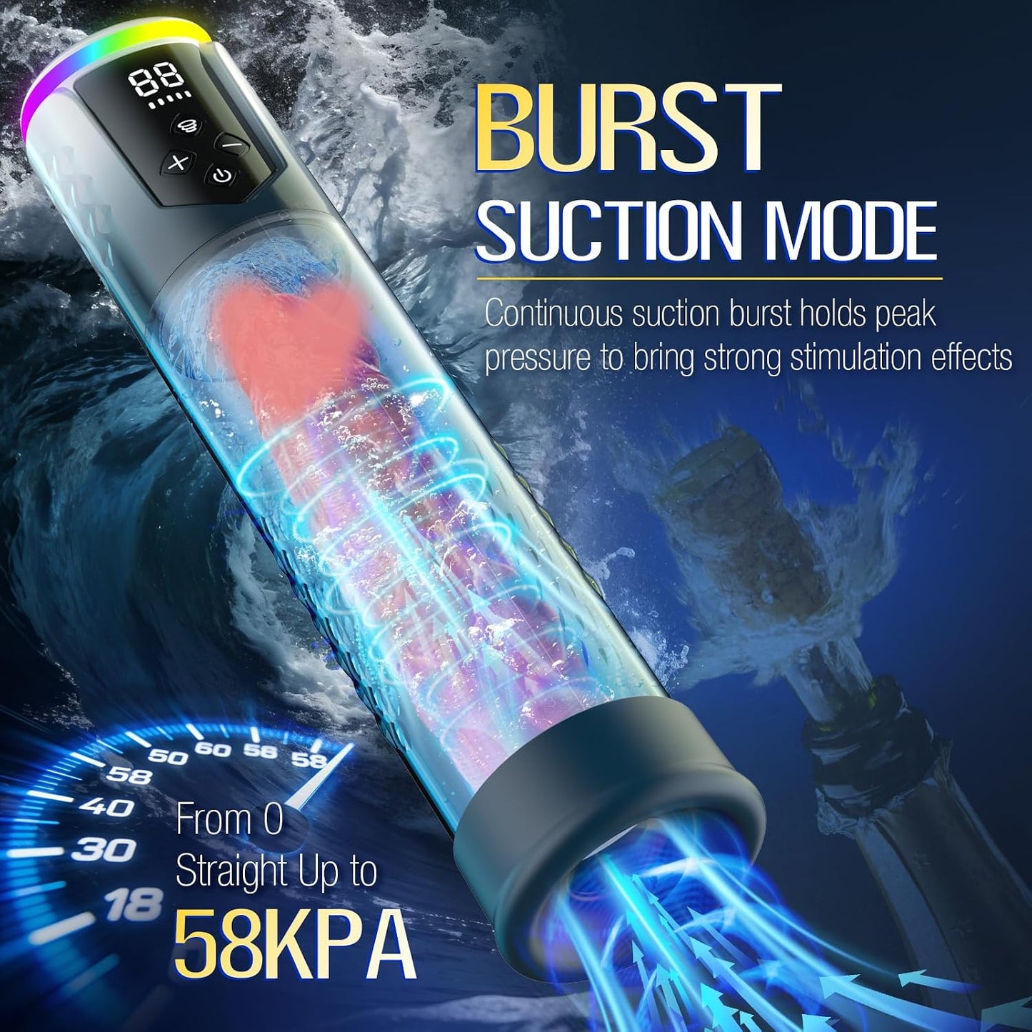Electric Penis Massage Vacuum Pump Blowjob Masturbator with 5 Training Modes