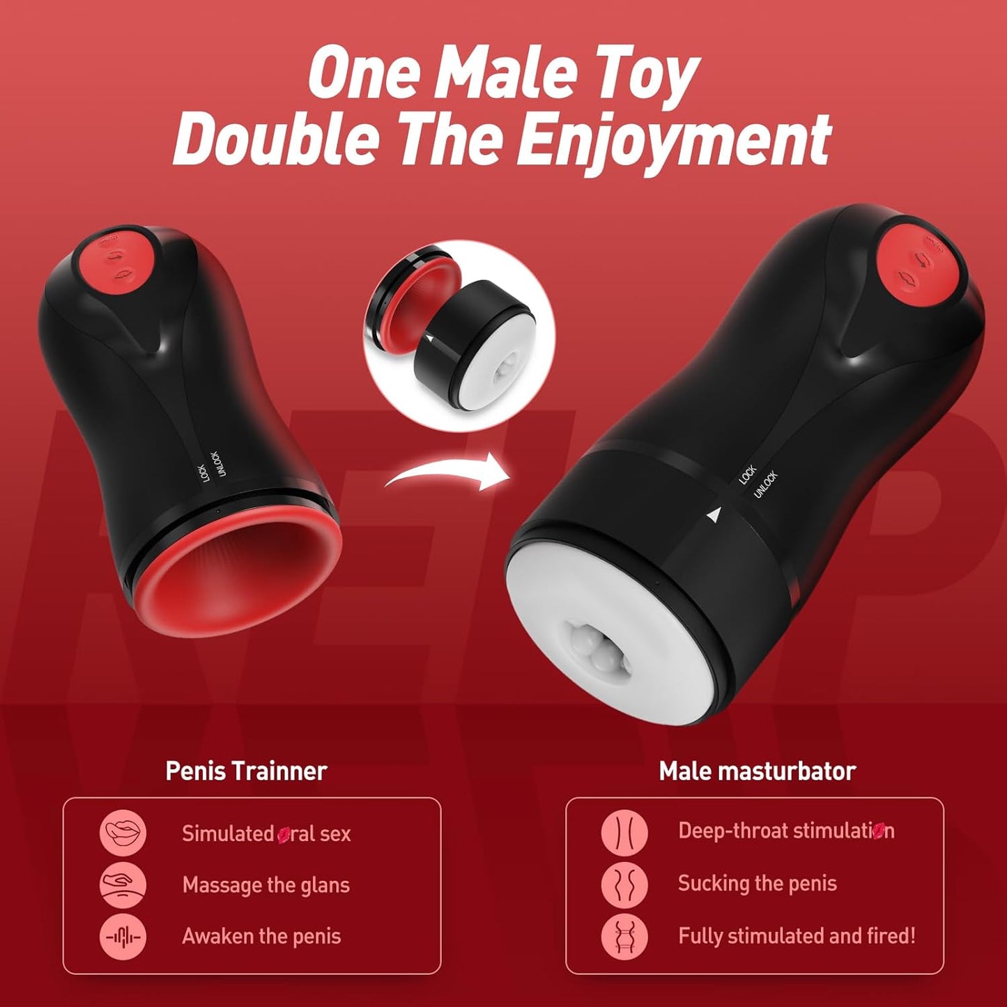 Auto Masturbator Penis Vibrator Glans Trainer with 3 Swirling 5 Tightening 10 Vibration Modes