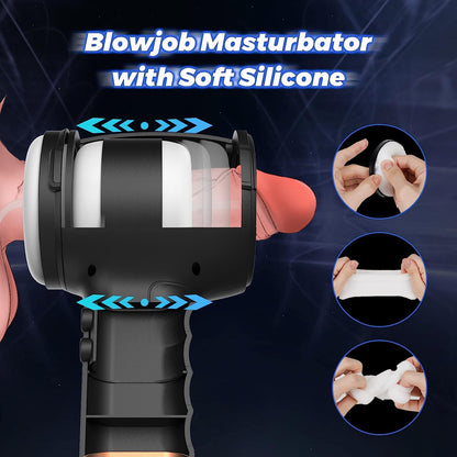 Electric Masturbator Stroker Blowjob with 7 Vibration & 4 Telescopic Modes