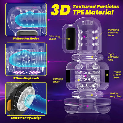 Wearable Stroker Sex Machine Milking Blowjob with 9 Thrusting & Vibrating Modes