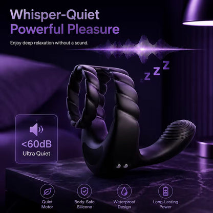 3 IN 1 Cock Ring Penis Trainer Vibrator Testicle Stimulator with 10 Vibration Modes