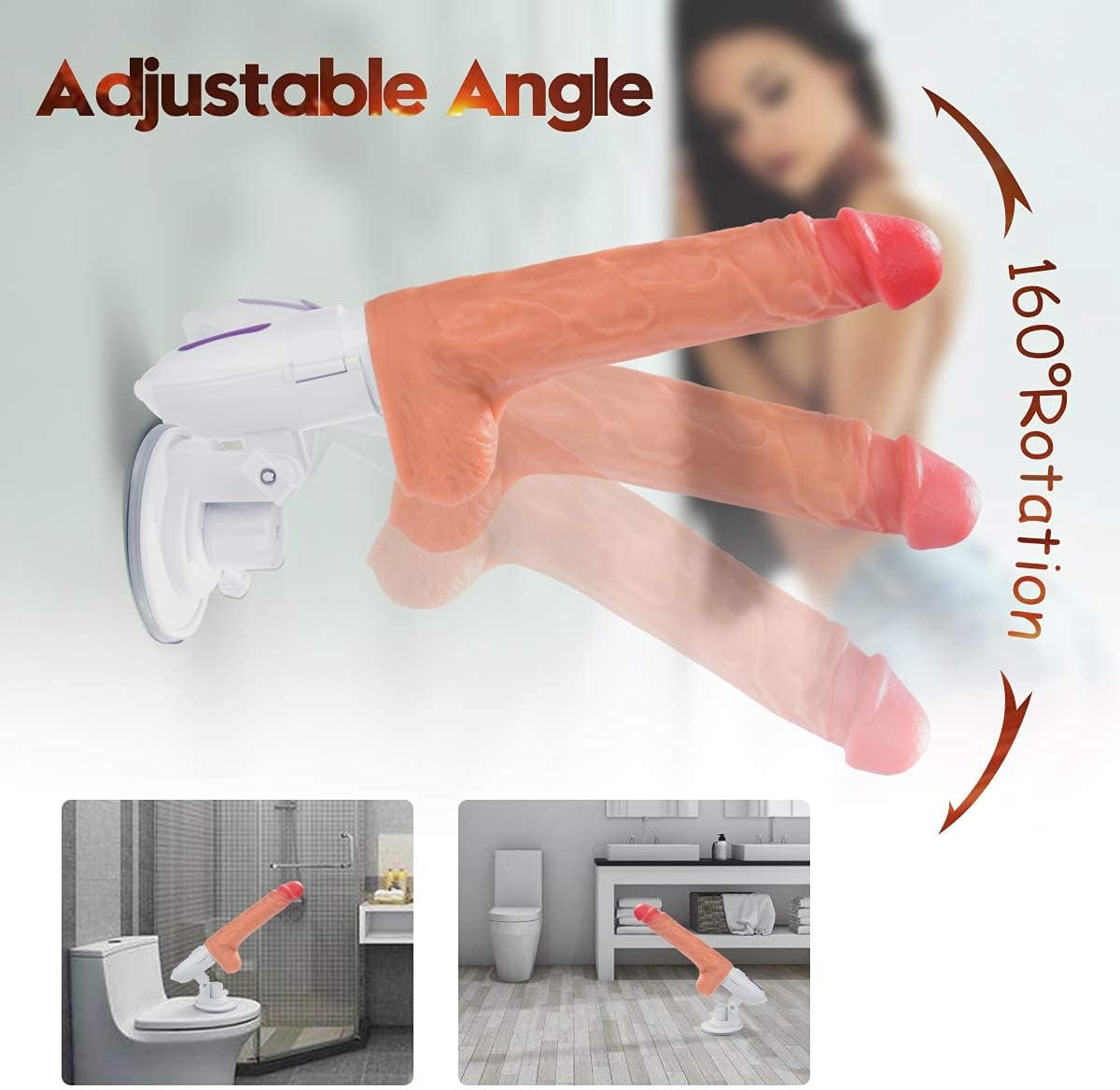 Hands Free Realistic Dildo Sex Machine with 8 Thrusting &Vibrating Modes