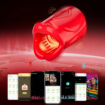 App Control Penis Stroker Trainer Blowjob Masturbator Sex Machine with 9 Vibration Modes