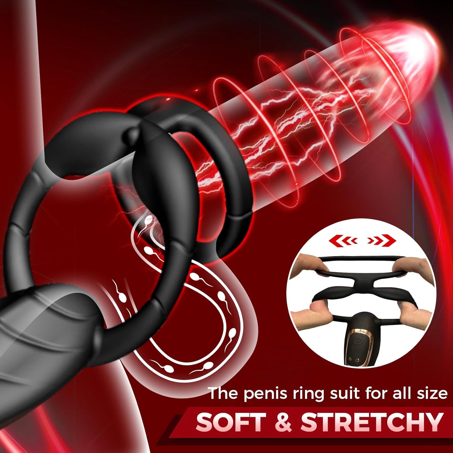 3 IN 1 Cock Ring Prostate Massager Anal Vibrator with 9 Powerful Vibration Modes