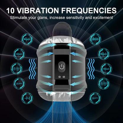 Open-ended Electric Penis Trainer Glans Stimulator Masturbator with 10 Vibration Modes