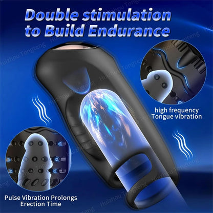 4 IN 1 Electric Penis Trainer Vibrator Glans Stimulator Masturbator with 9 Vibration Modes