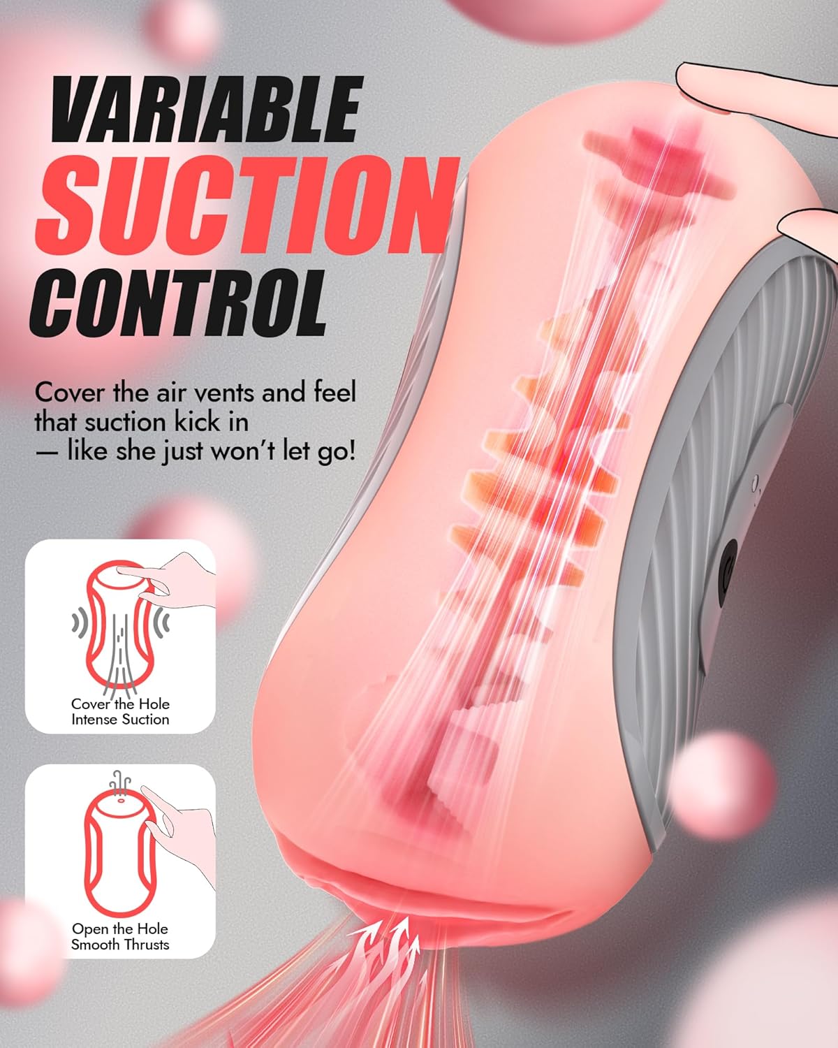 Squeezable Pocket Pussy Stroker Blowjob Masturbator with 8 Vibration & Suction Modes